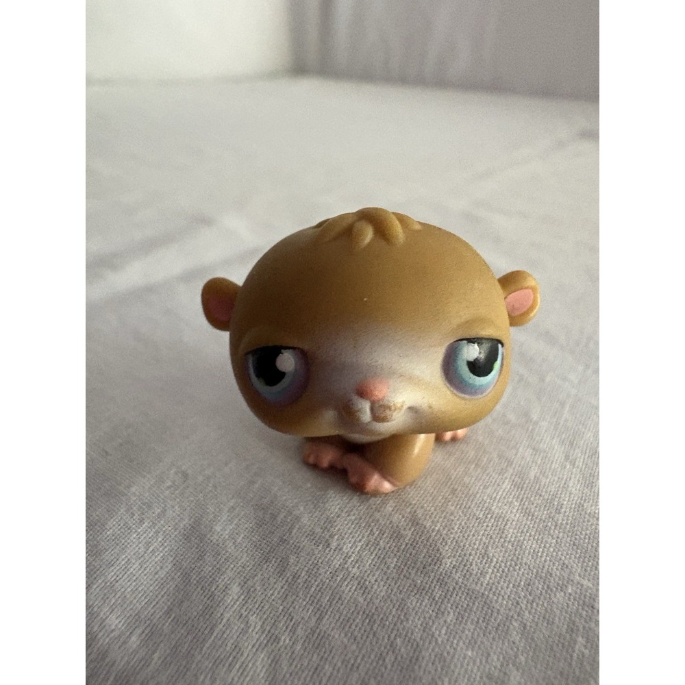 Littlest Pet Shop LPS Hamster Gerbil Blue Eyes Hasbro Tan Brown Toy Figure